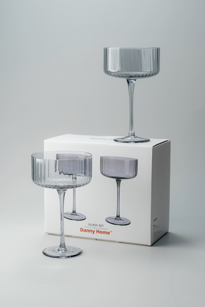 Комплект бокалов Серый Бокалы Стеклянная посуда Для дома Фужеры для шампанского Бокалы и фужеры Посуда для напитков HoReCa