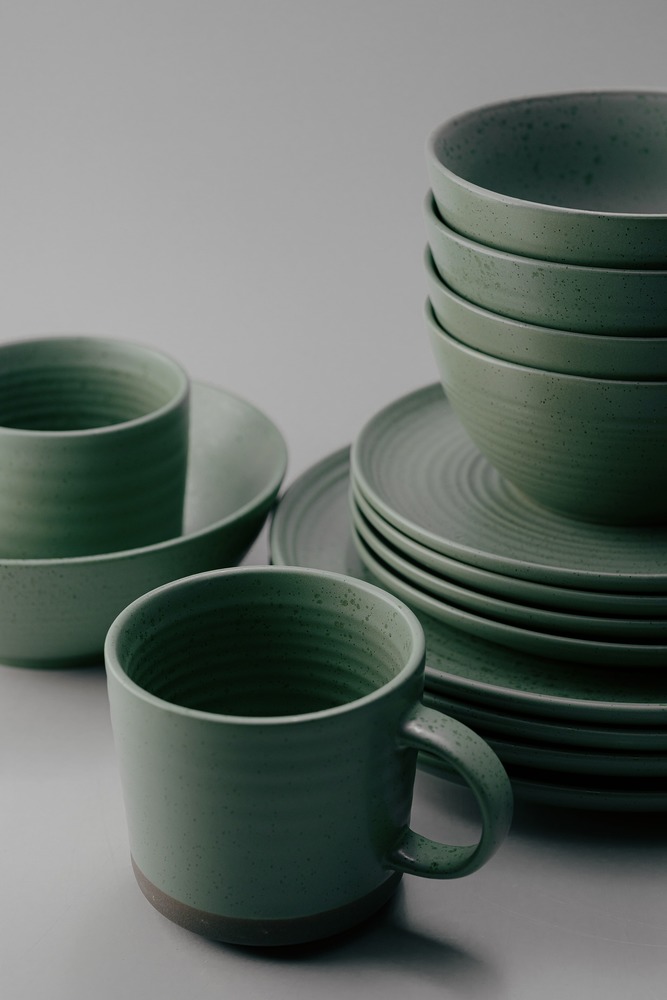 Комплект из 17 предметов на 4 персоны Зеленый Наборы посуды Столовая посуда Столовая Для дома