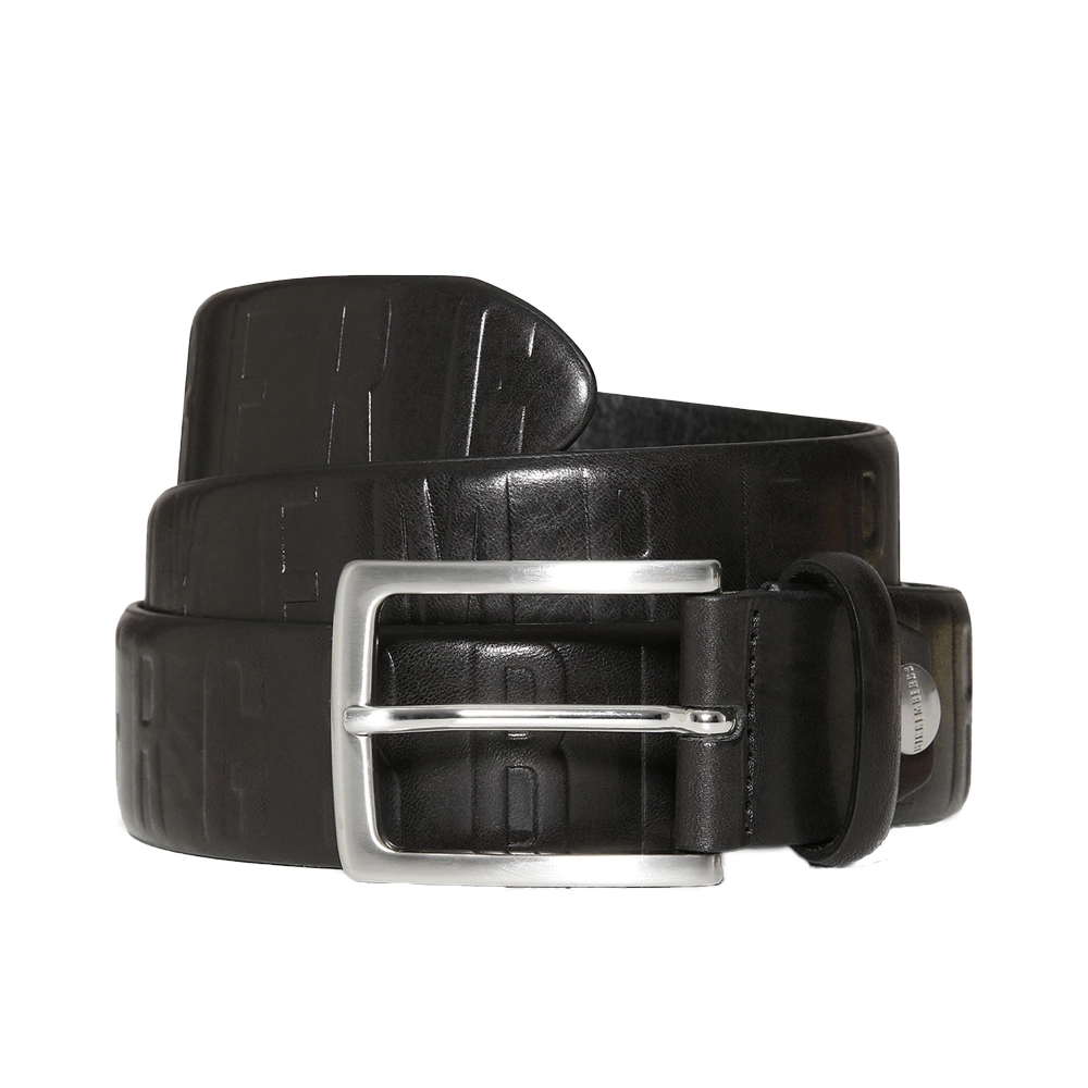 MEN'S LEATHER BELT WITH FABRIC EFFECT Темно-синий Ремень Мужчинам
