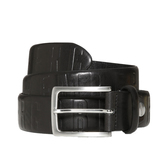 MEN'S LEATHER BELT WITH FABRIC EFFECT Темно-синий Ремень Мужчинам