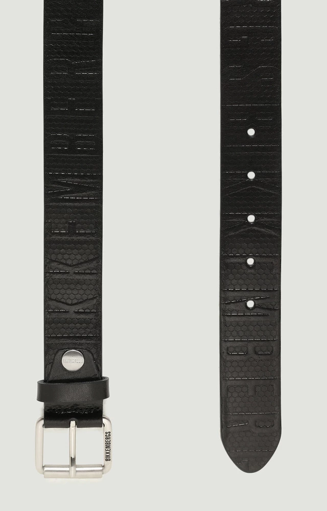 MEN'S LEATHER BELT WITH FABRIC EFFECT Черный Ремень Мужчинам