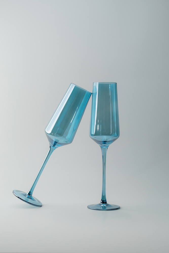 Комплект бокалов Светло-синий Бокалы Стеклянная посуда Для дома Фужеры для шампанского Бокалы и фужеры Посуда для напитков HoReCa
