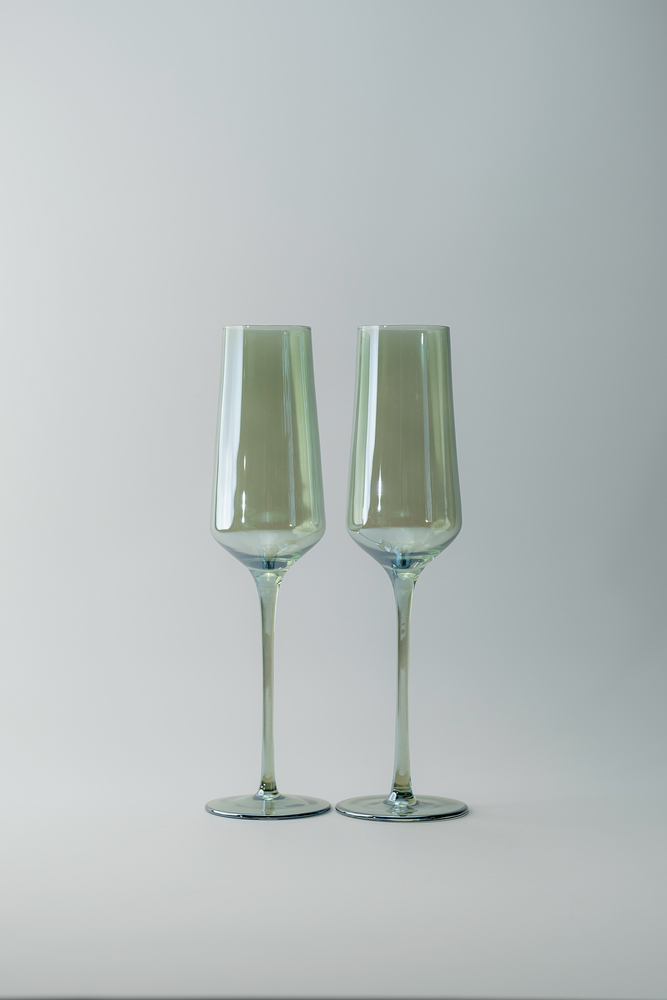 Комплект бокалов Зеленый Бокалы Стеклянная посуда Для дома Фужеры для шампанского Бокалы и фужеры Посуда для напитков HoReCa