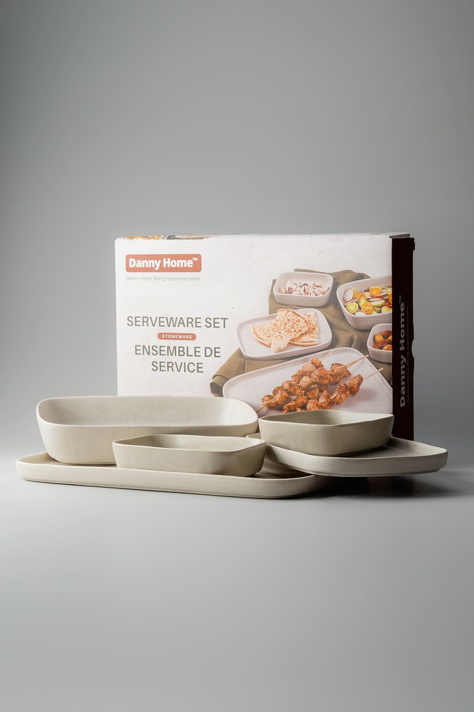 Сервировочный комплект Бежевый Блюда и салатницы Столовая посуда Столовая Для дома Сервировочные блюда Блюда Столовая посуда Столовая посуда и предметы сервировки HoReCa